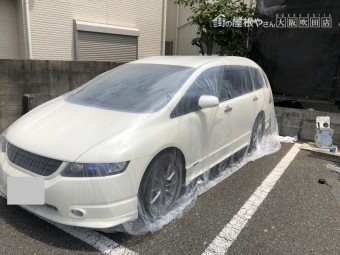 塗料飛散防止の車カバー