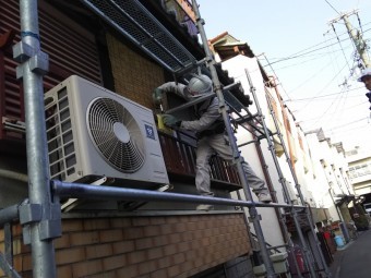 漆喰詰め替え工事 足場作成