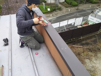 パラペット笠木板金取り換え工事