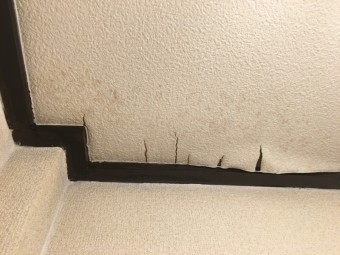 雨漏りでクロス剥がれや膨れが生じている居室天井