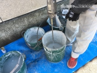 なんばん漆喰撹拌作業