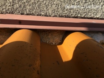下屋の漆喰が剥がれています。