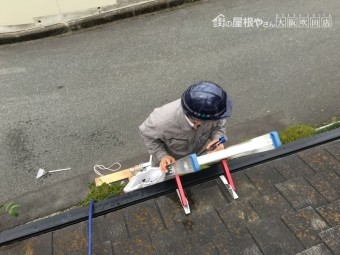 梯子で調査