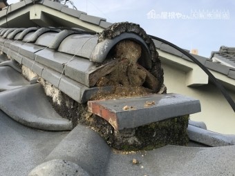 漆喰詰め直し工事 現状 鬼がわら