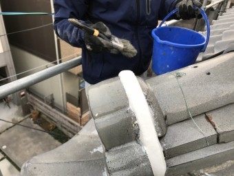 漆喰詰め替え工事 施工後清掃