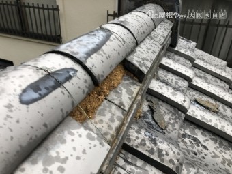 台風による熨斗瓦のくずれ