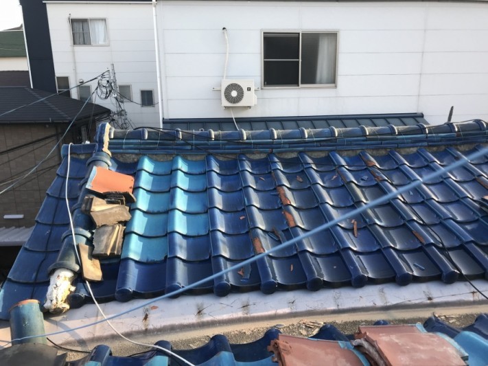 台風で被災した瓦屋根