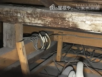 天井裏の激しい雨染みと劣化