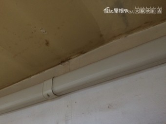 天井に雨染みのあと