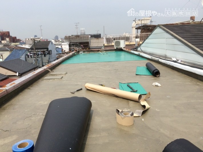 ウレタン防水塗装工事途中経過