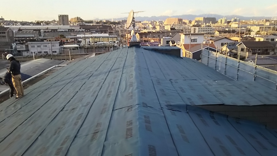 防水シートの施工完了