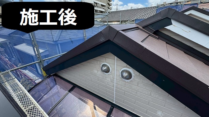 吹田市で破風板板金巻き工事を行う現場の施工後