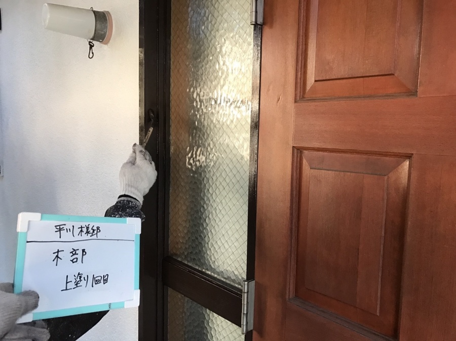 木ドア木部の上塗り１回目