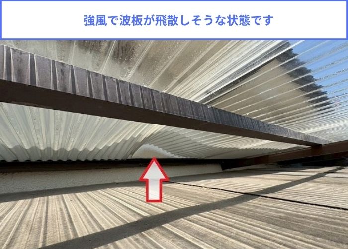 波板が浮いている様子