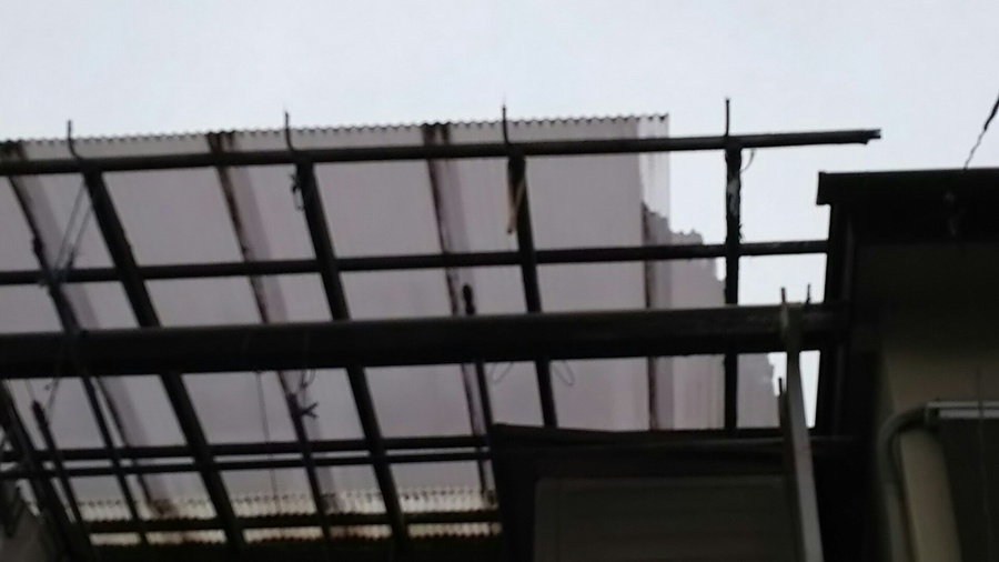 波板が破損している様子