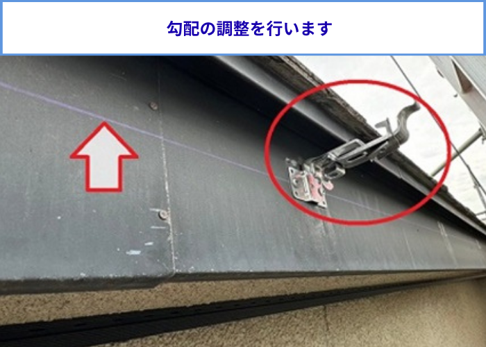 大阪市北区　パナソニック製のPC５０へ交換する雨樋工事で固定金具を取り付け