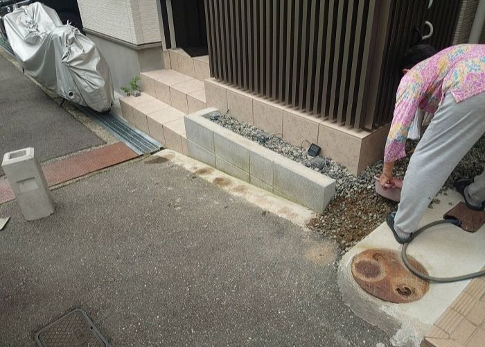 外構フェンスの部分設置を行う前の様子