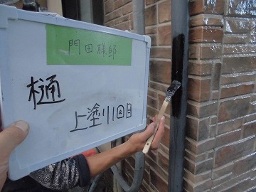 樋塗装の上塗り１回目