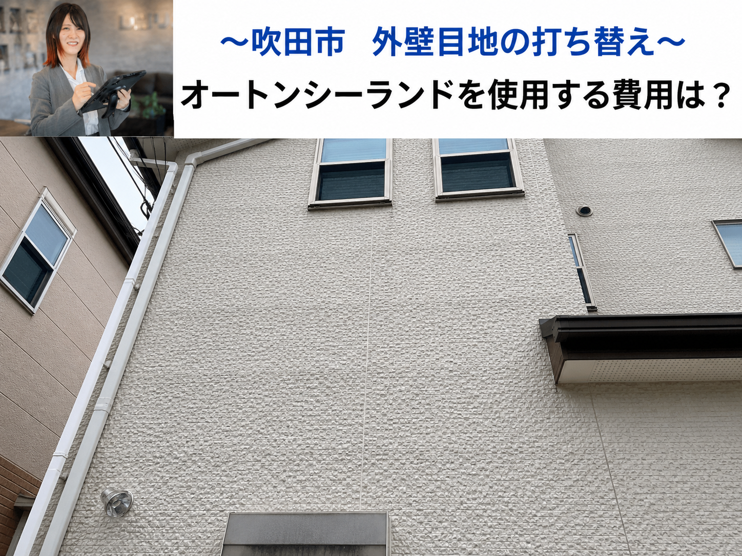 吹田市オートンシーランドを用いて外壁目地の打ち替えを行った現場の様子