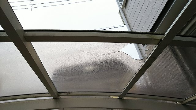 カーポート屋根飛散