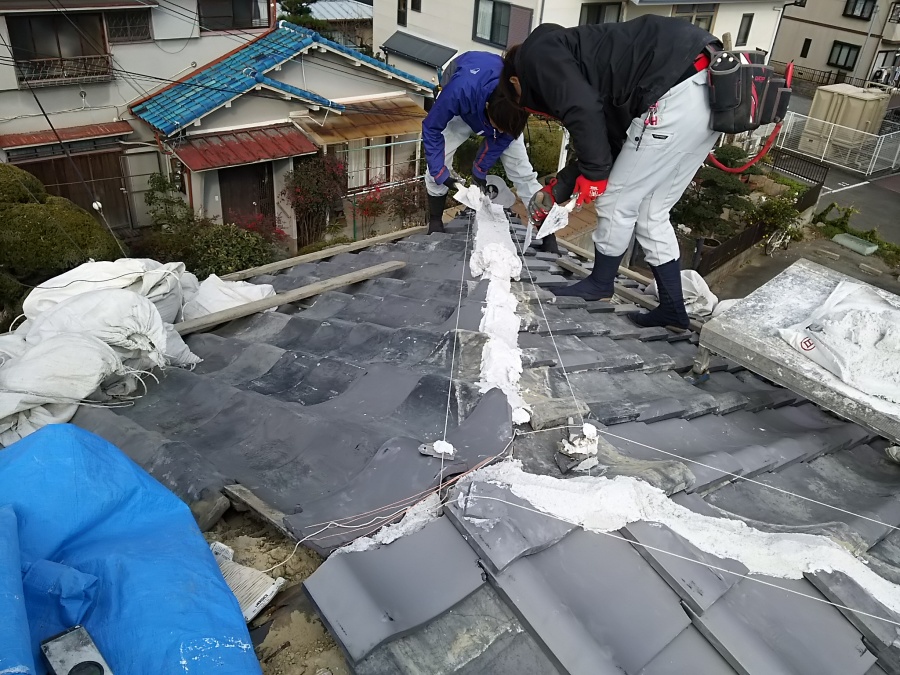 白いなんばんで土台を作っていく