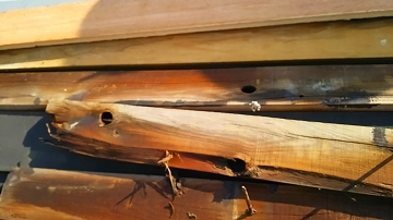 棟板金交換工事　貫板の撤去