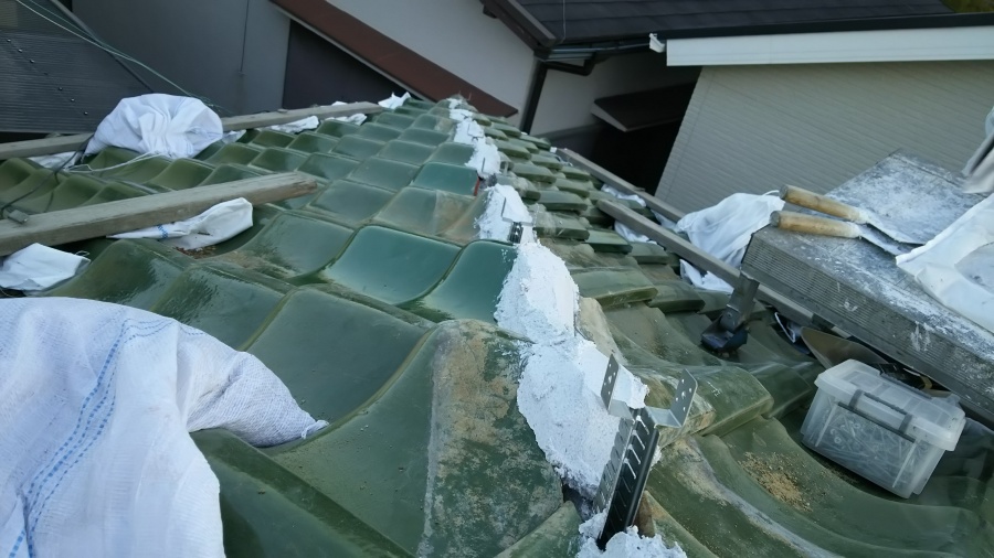 葺き土の代わりに『なんばん』の施工