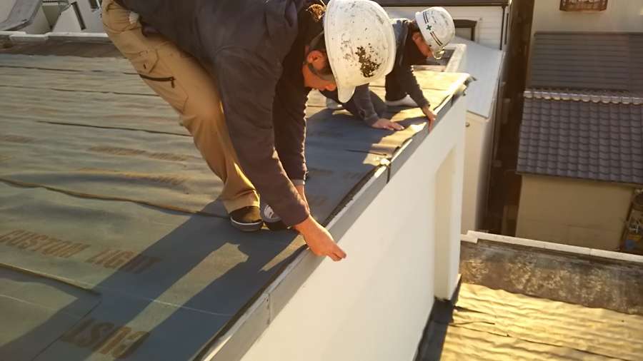 屋根カバー工事　ルーフィング　修正