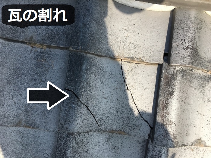 瓦の割れ