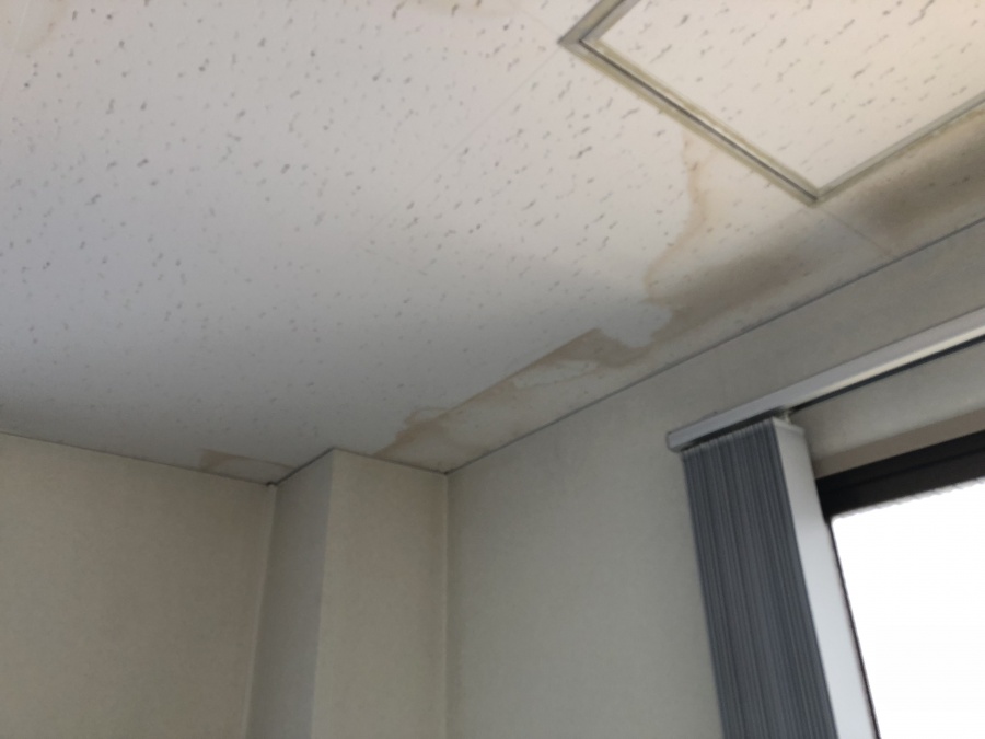 天井クロスに雨染み