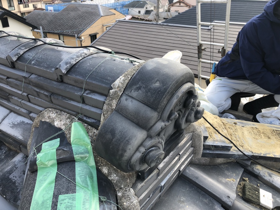 施工前の棟瓦の様子