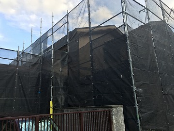 外壁塗装　足場作成