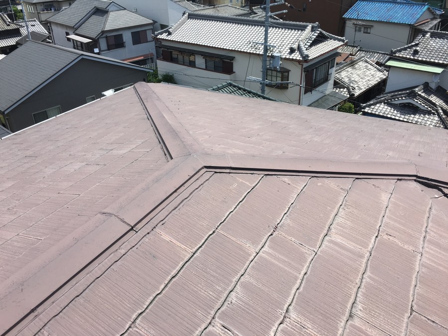 カバー工法前の屋根(カラーベスト)