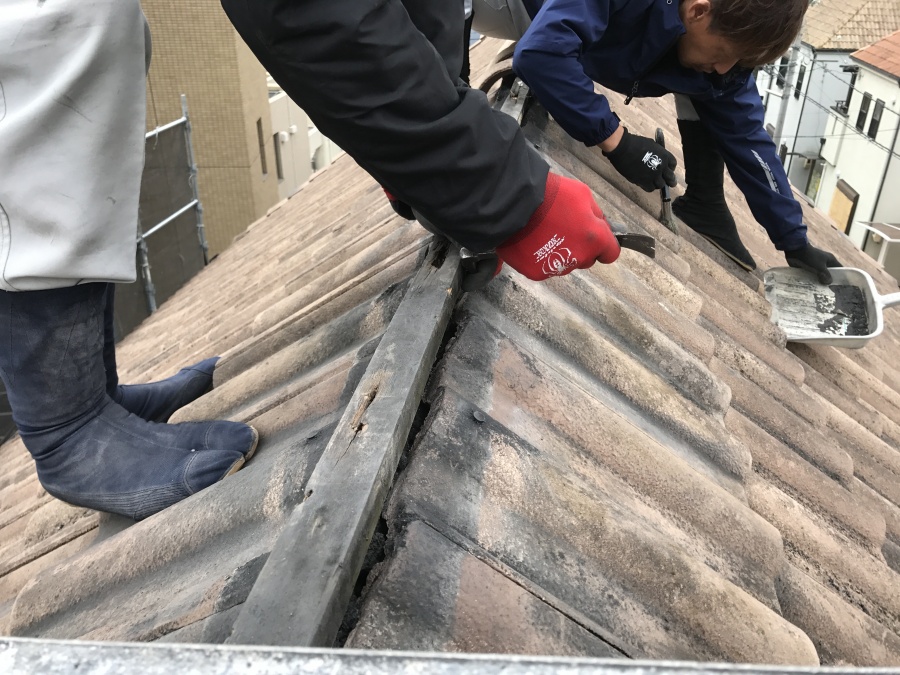 棟積み替え工事　下地木の撤去