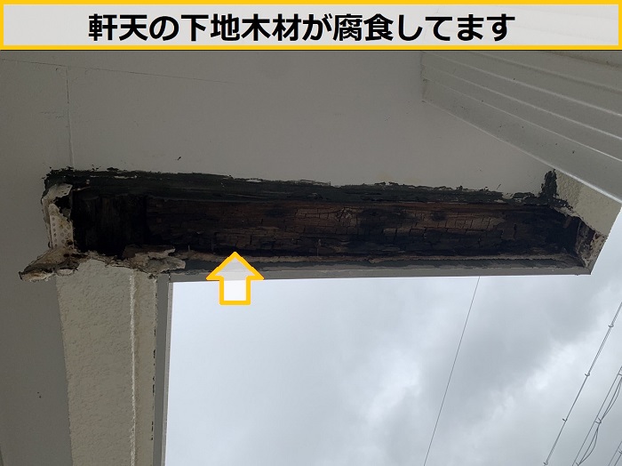 池田市｜軒天が崩落…修理見積もりを行いました！雨漏りが原因か徹底調査