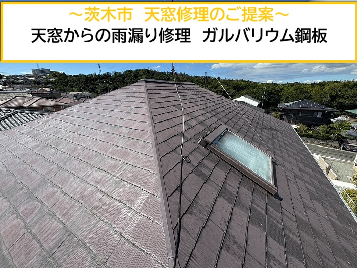 茨木市｜天窓からの雨漏り修理！ガルバリウム鋼板を使用してしっかり補修