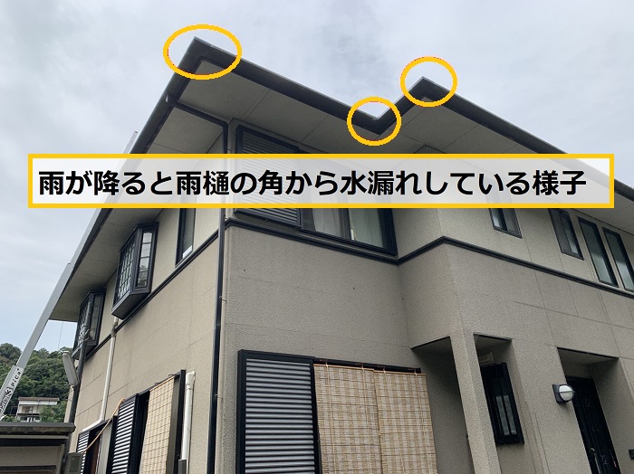 池田市｜雨樋の水漏れ相談！原因は大量の落ち葉による詰まりでした