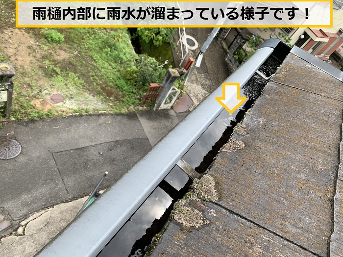 池田市｜雨樋の水漏れ相談！原因は大量の落ち葉による詰まりでした