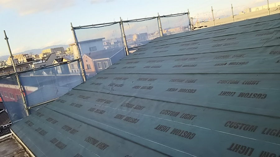 防水シートの施工完了