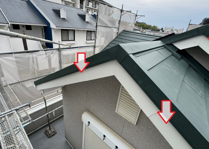 破風板への板金巻き工事完了