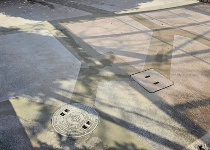 大阪市でひび割れたガレージの土間補修を行った後の様子