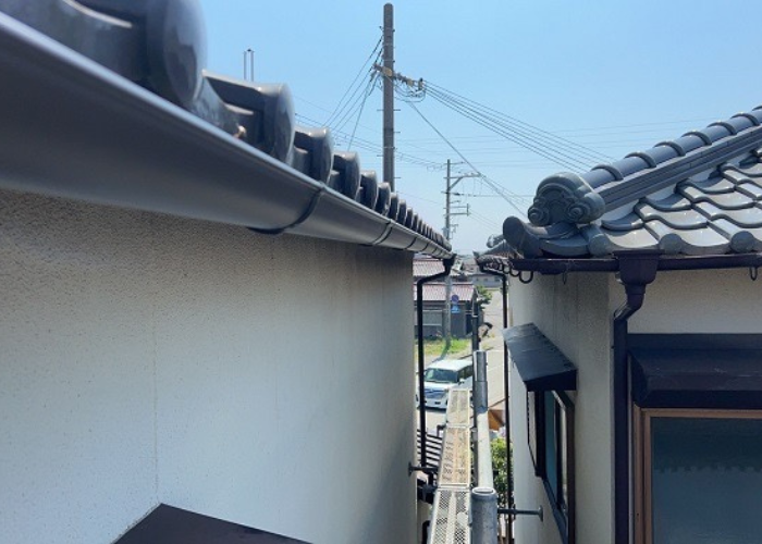 吹田市水漏れしている半丸型の雨樋交換を行った後の様子