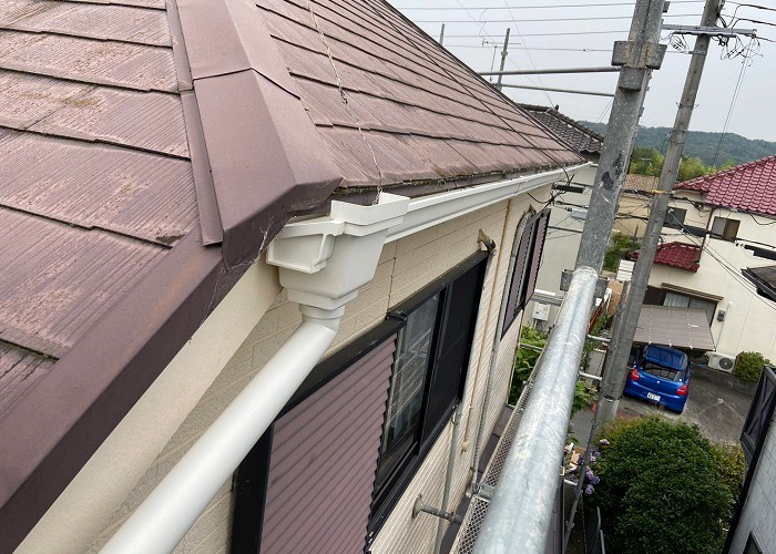 吹田市での雨樋工事でパナソニック製のPC50に交換した後の様子