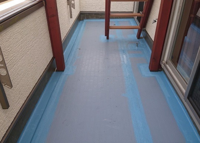 ウレタン防水通気緩衝工法で下地完了