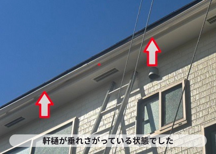 軒樋が垂れさがっている状態