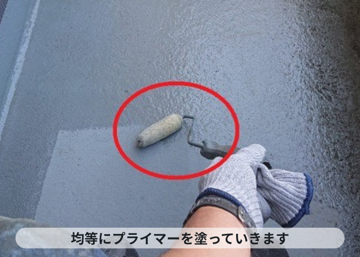 茨木市　低価格でお勧めのＦＲＰ防水のメンテナンス工事でプライマー塗布