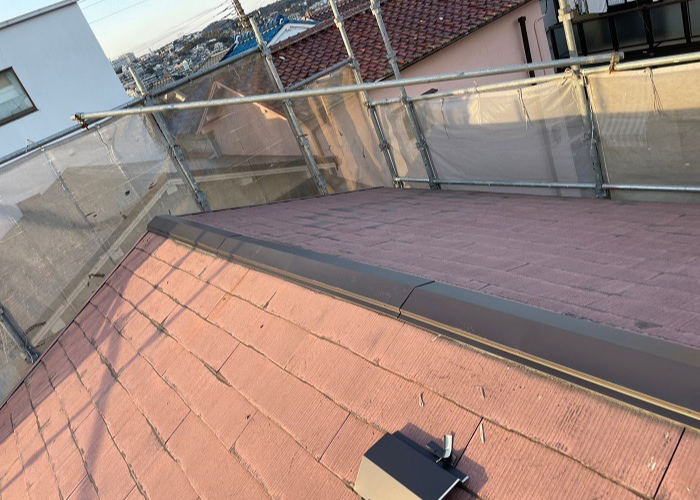 吹田市　棟板金の交換を行った後の様子